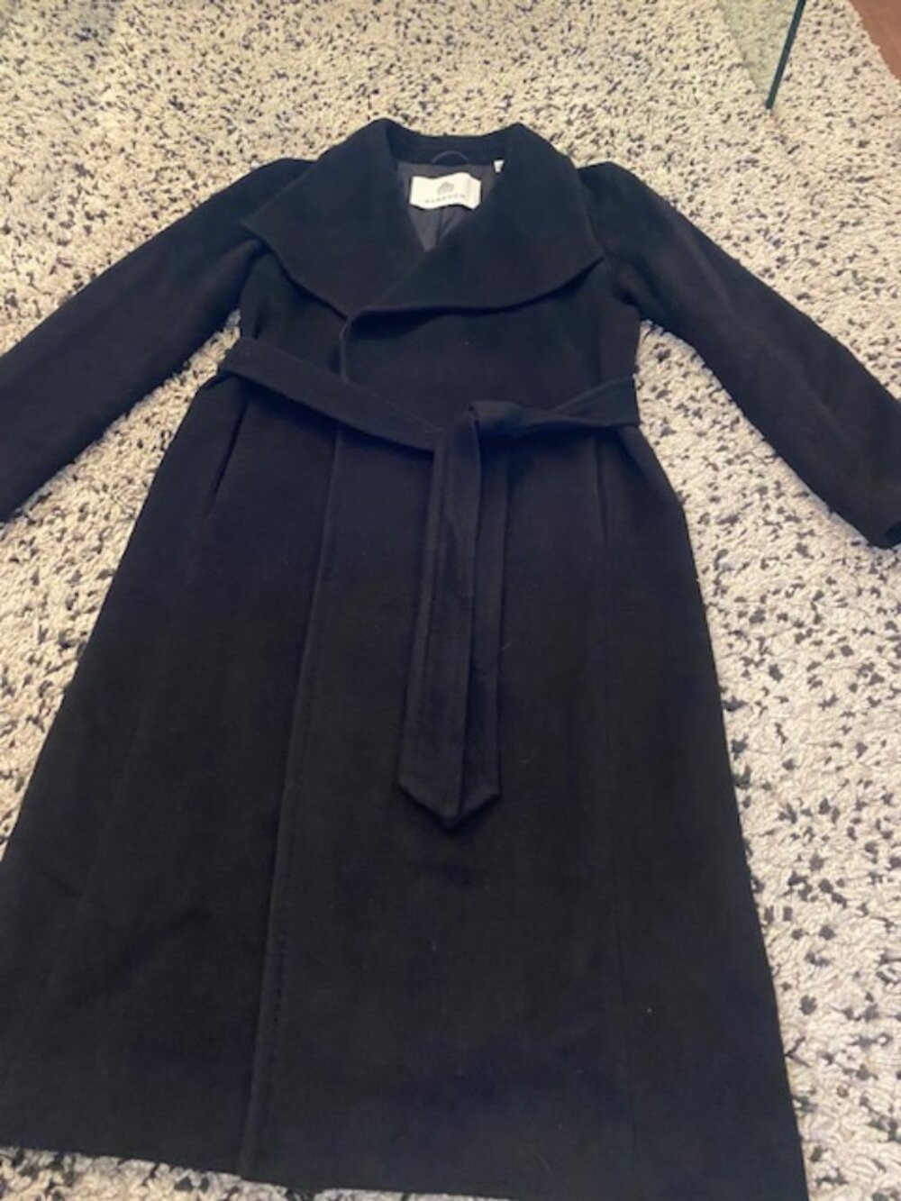 Babaton Montage Coat Black Small Camel Hair & Virgin Wool Wrap Belted - Picture 6 of 16